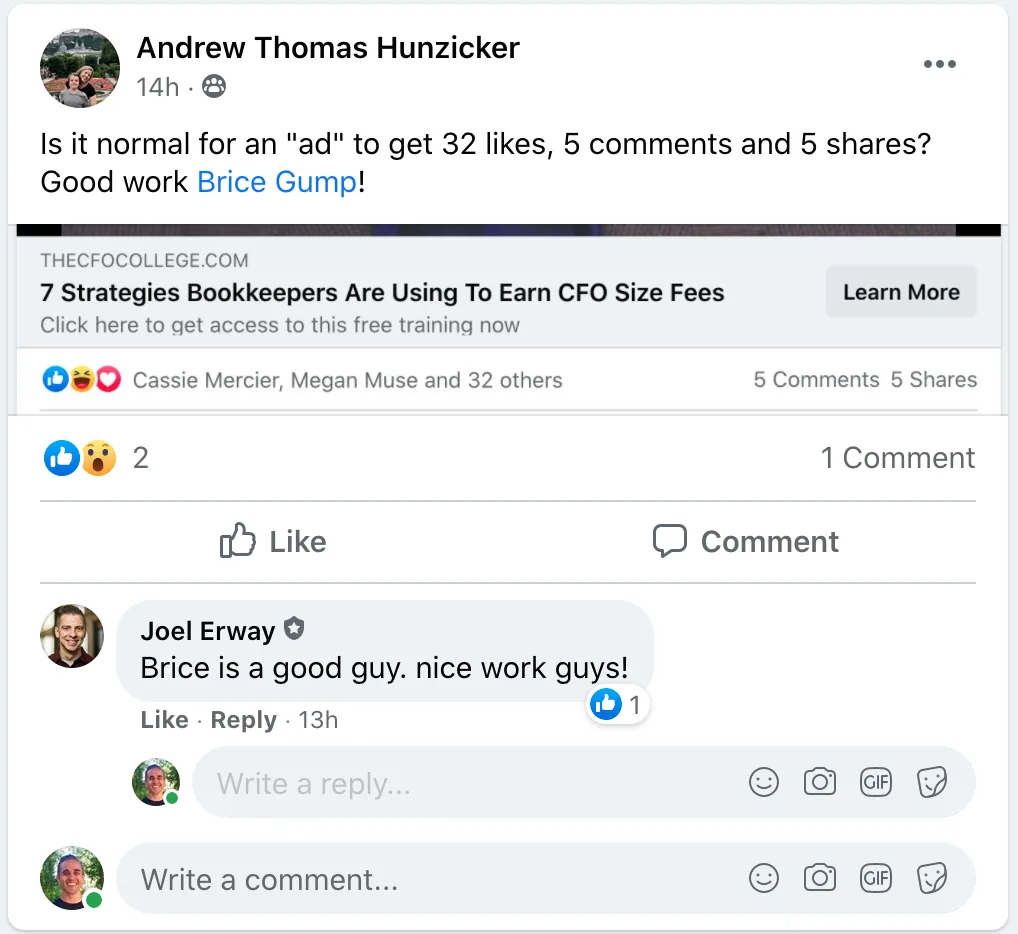 Andrew H — great ad results