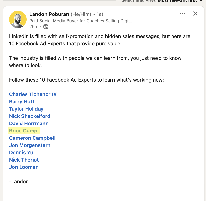 Landon shoutout