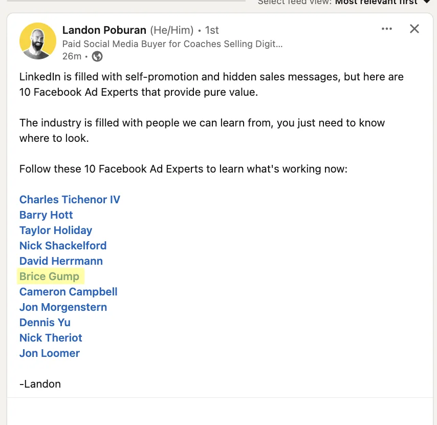 Landon shoutout
