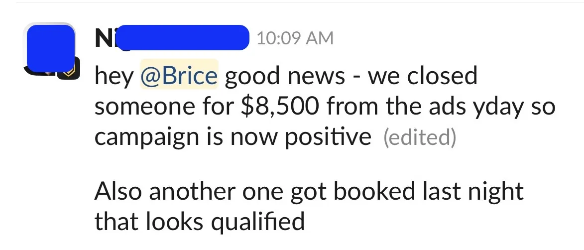 Nigel — first sale from ads